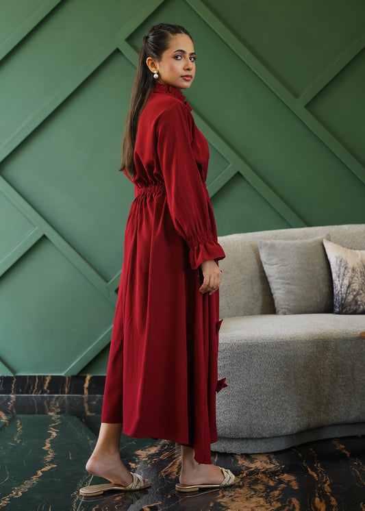 Burgundy Bow Dress
