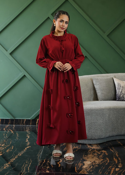 Burgundy Bow Dress