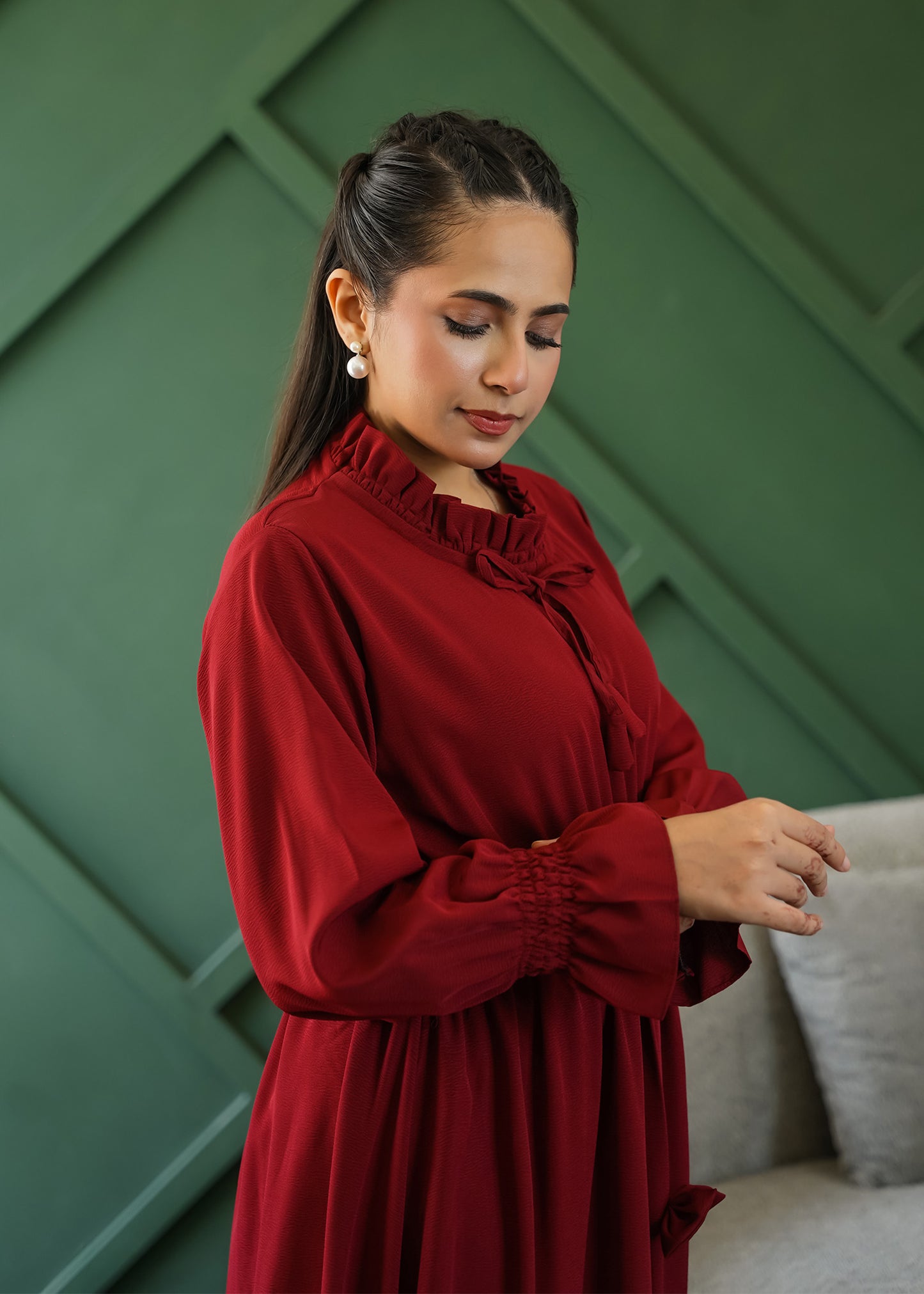 Burgundy Bow Dress