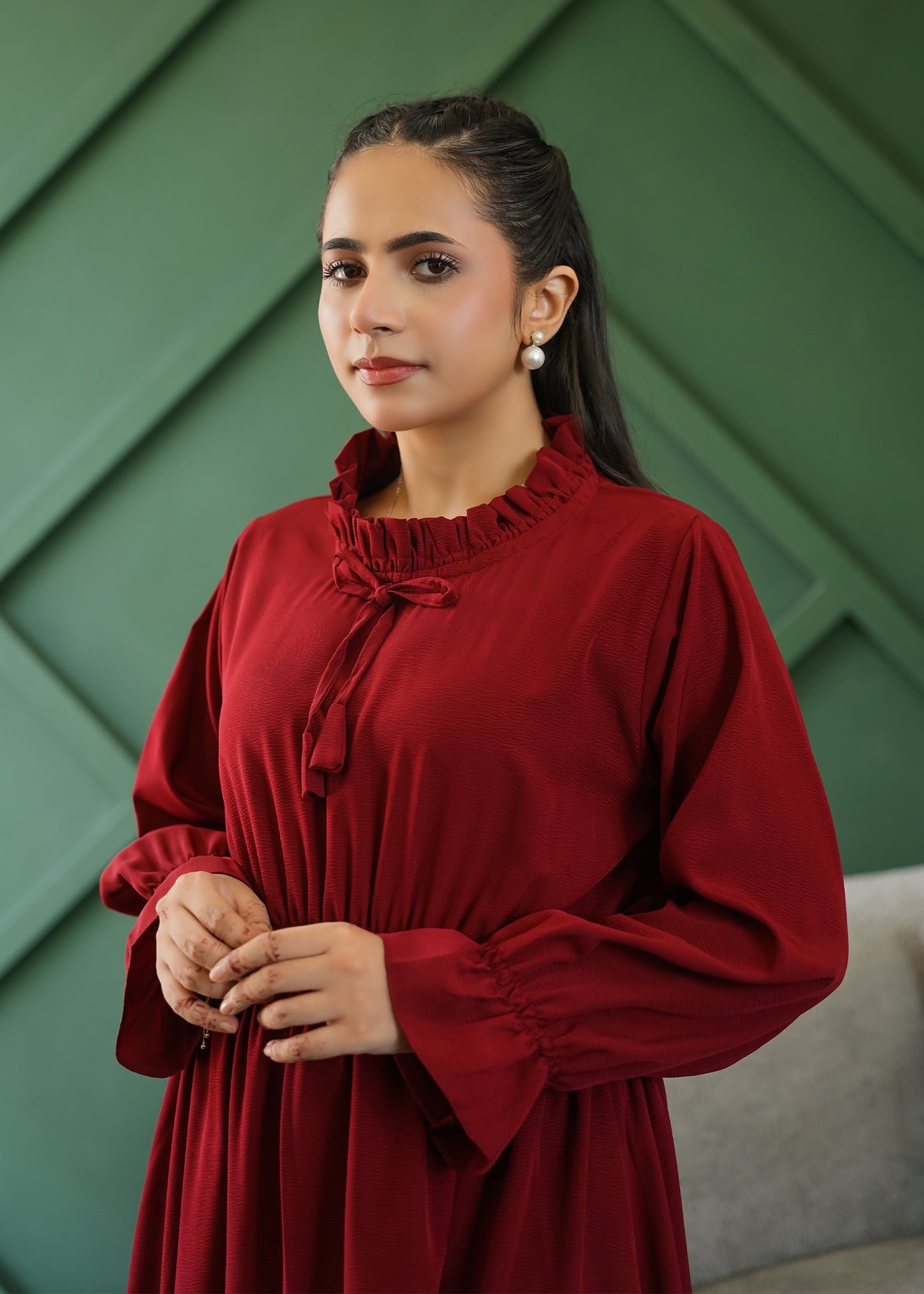 Burgundy Bow Dress