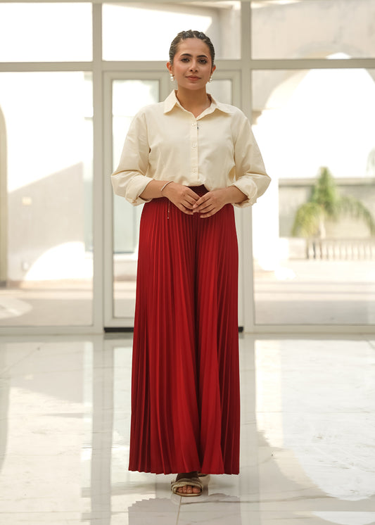 Crimson Pleat Trousers