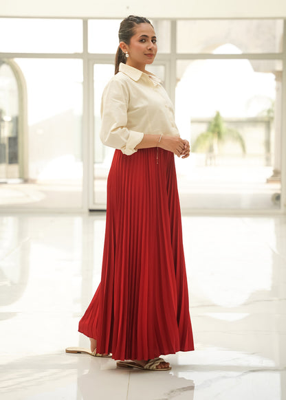 Crimson Pleat Trousers