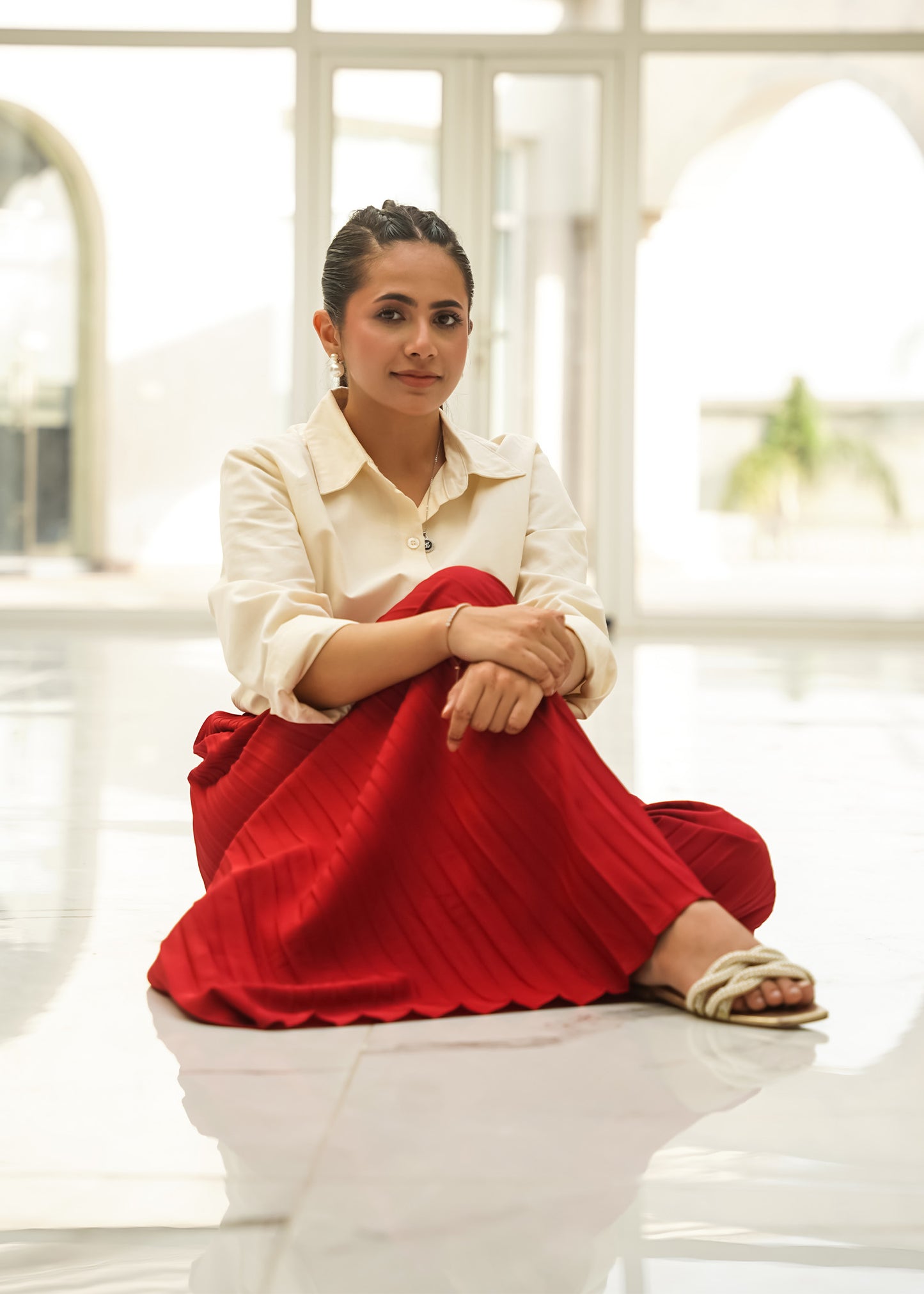 Crimson Pleat Trousers