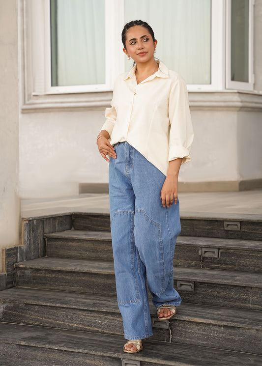 Blue Patchwork Jeans
