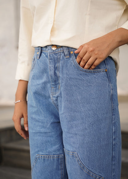 Blue Patchwork Jeans