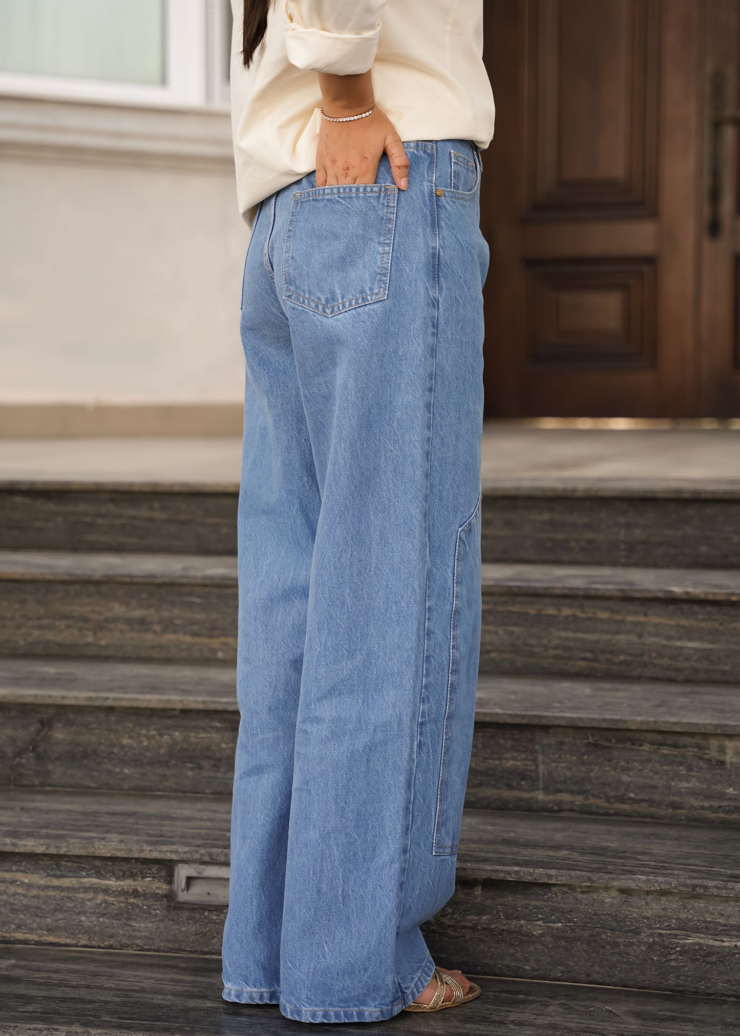 Blue Patchwork Jeans