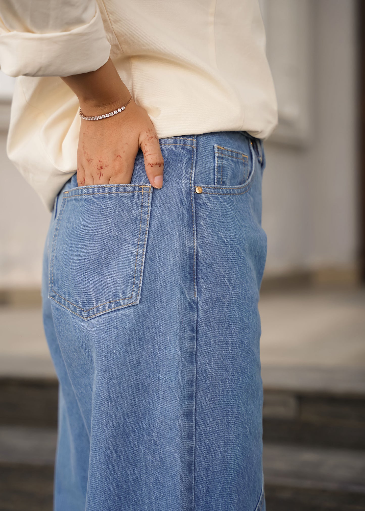 Blue Patchwork Jeans