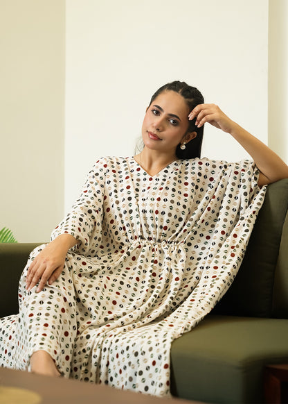 Ivory Print Kaftan
