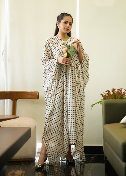 Ivory Print Kaftan