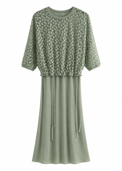 Mist Lace Overlay Maxi Dress