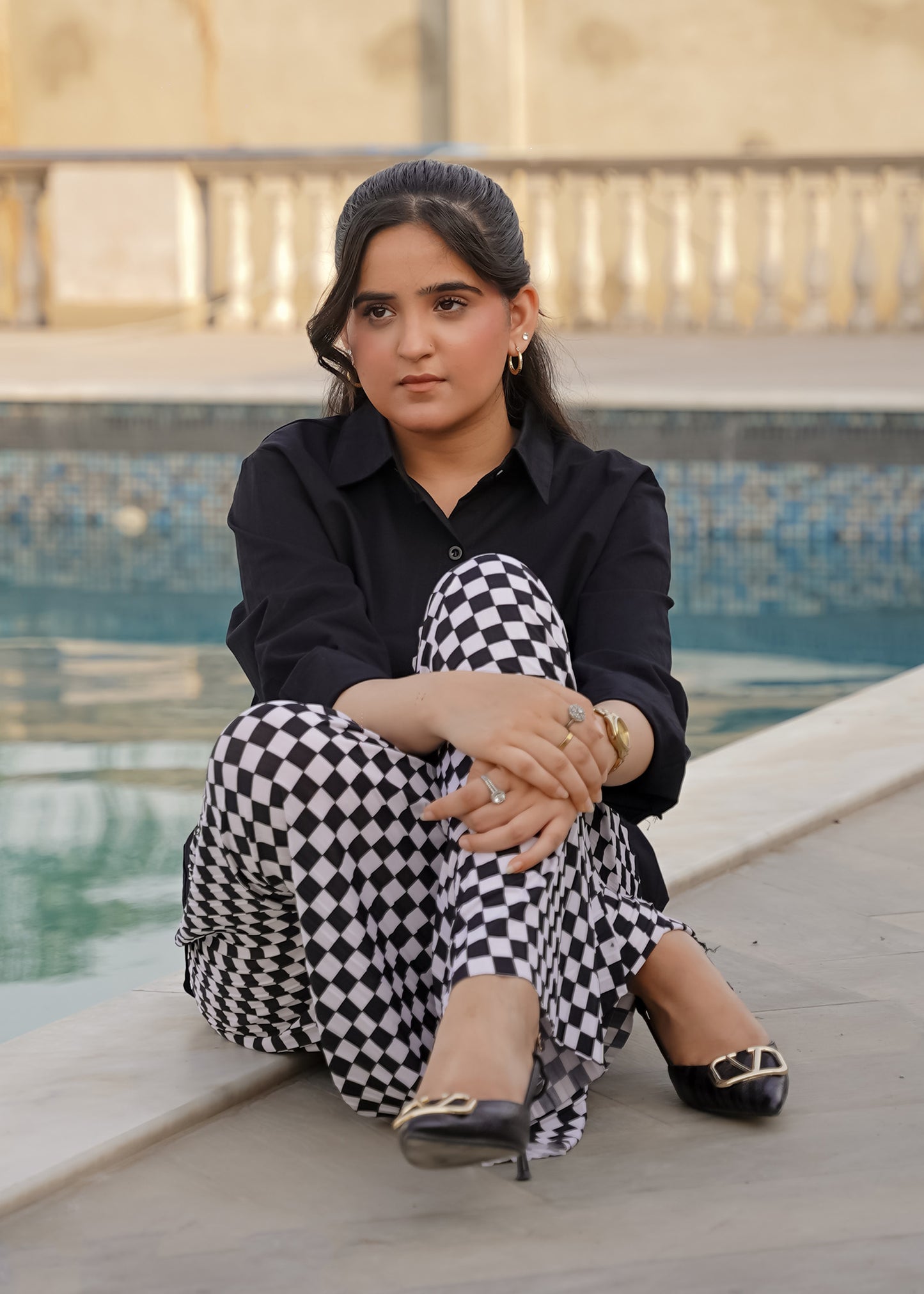 Monochrome Check Trousers