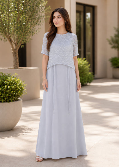 Mist Lace Overlay Maxi Dress